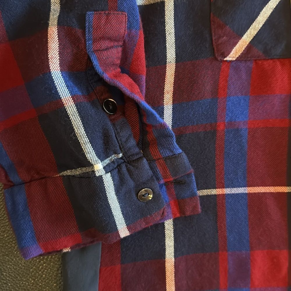 L'AGENCE Red and Blue Plaid Button Down Shirt - Picture 7 of 9
